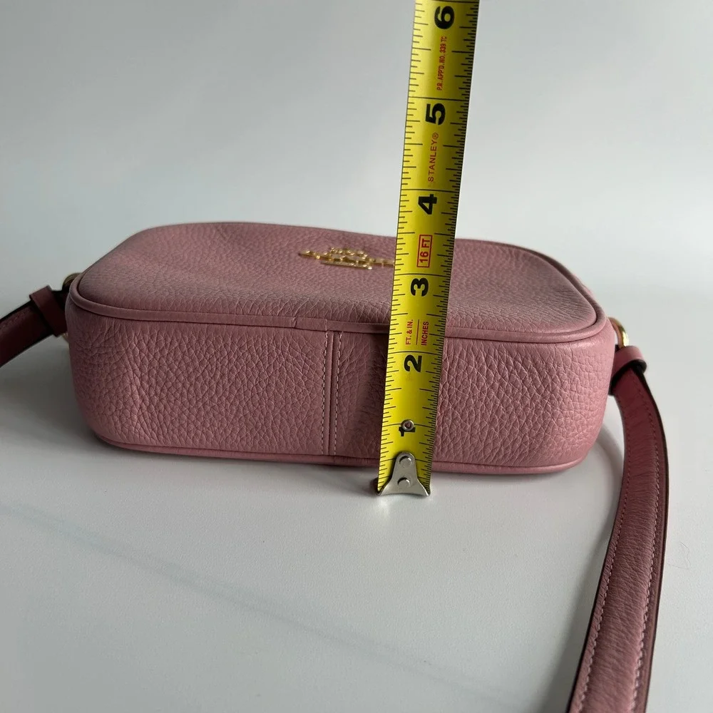 Coach Mini Jamie Powder Pink Pebbled Leather Camera Bag Excellent